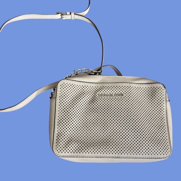 Michael Kors Silver/Gray Leather Crossbody